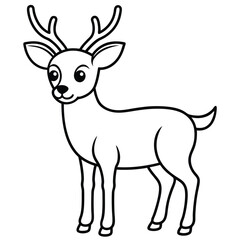 Funny Cartoon Deer Silhouette vector illustration black and white 