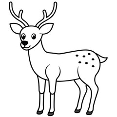 Funny Cartoon Deer Silhouette vector illustration black and white 