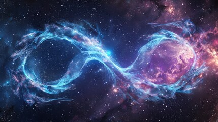 Cosmic infinity symbol in a starry night sky