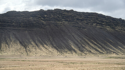 panoramic geological formations of the glacial volcanic landscape in the southwest of Iceland
