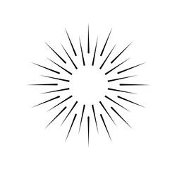 Minimalistic sun rays. Sunburst silhouette in bohemian style. Icon for website or emblem for company. Poster or banner for site. Linear vector illustration isolated on white background