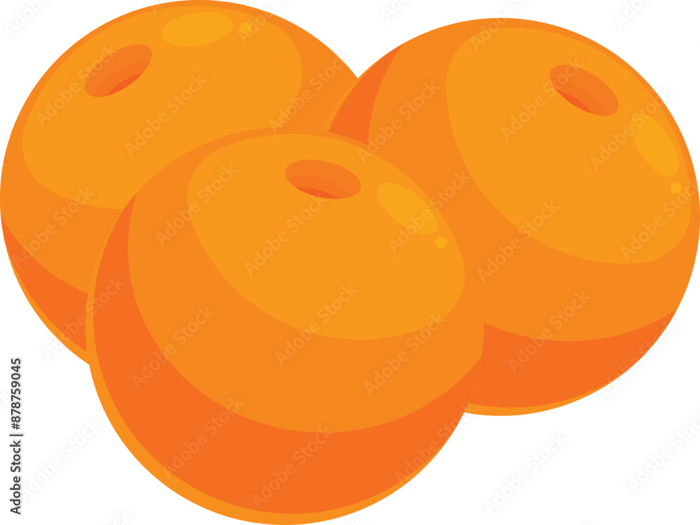 Poster three ripe oranges lying together on a white background, creating a simple and vibrant composition