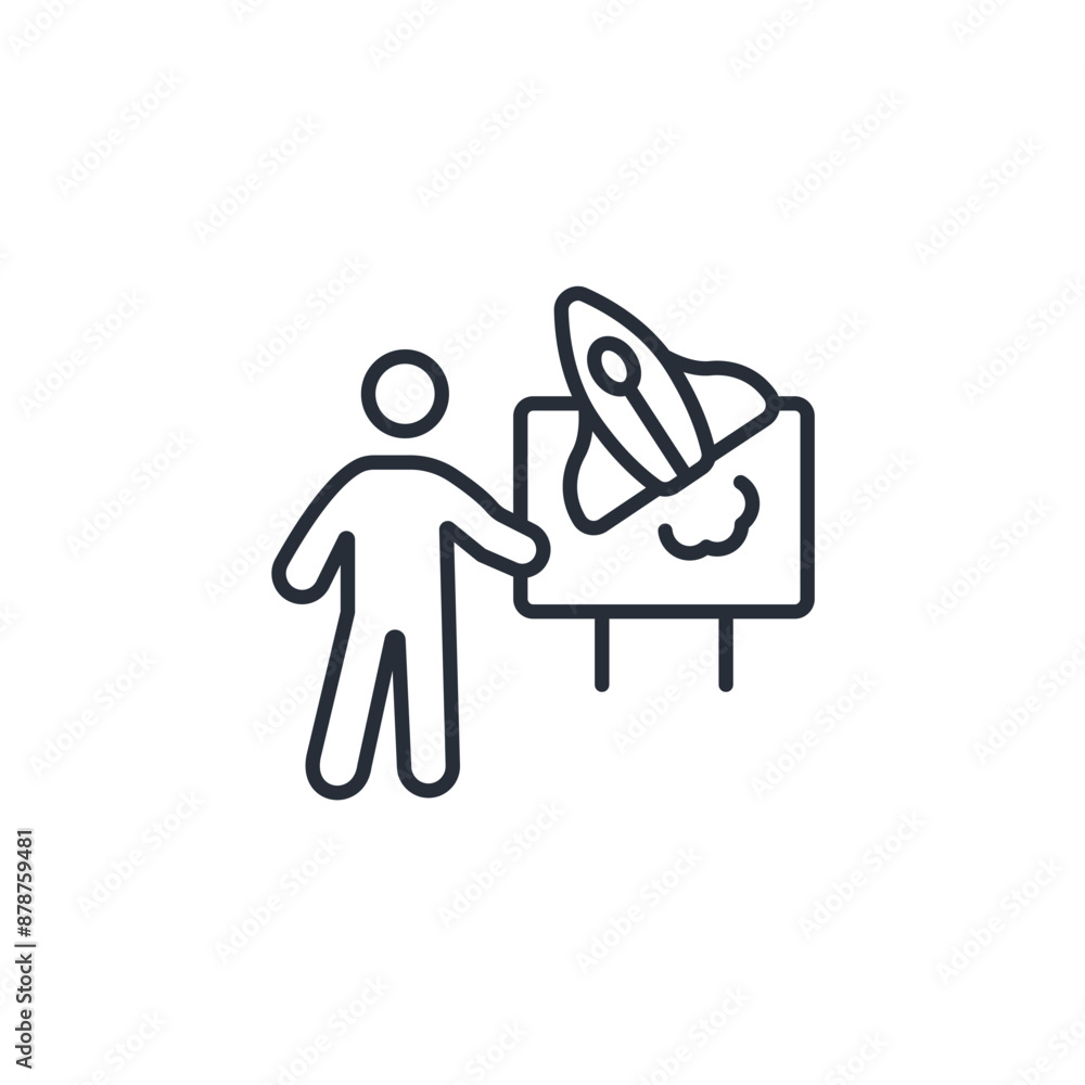 Poster startup icon. vector.editable stroke.linear style sign for use web design,logo.symbol illustration.