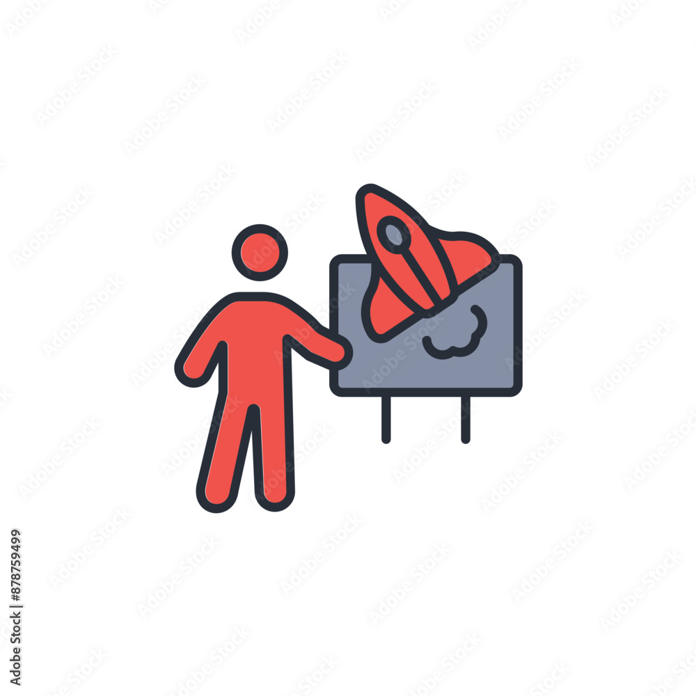 Poster startup icon. vector.editable stroke.linear style sign for use web design,logo.symbol illustration.
