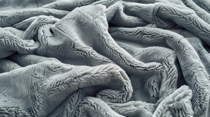 Soft grey plush blanket fabric texture