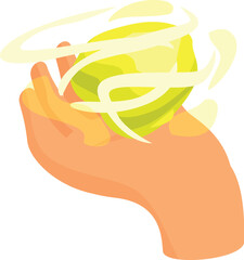 Magician is showcasing their talent by levitating a bright, glowing ball of energy