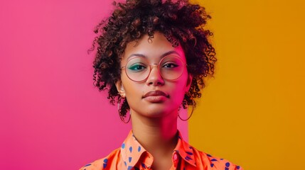 Energetic studio portraiture of female.Colorful backgrounds and different professions.