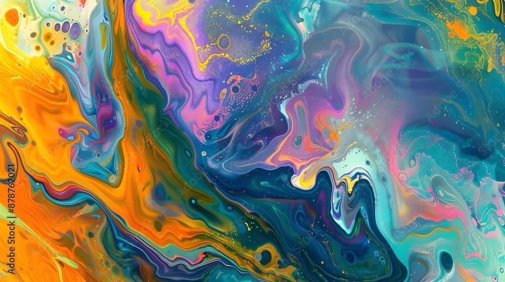 Poster abstract colorful fluid art with swirling patterns