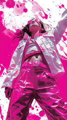 Fototapeta premium Woman in Pink Pants and Sunglasses