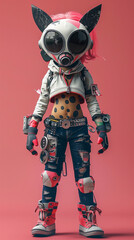 Cyberpunk Catgirl With Gas Mask