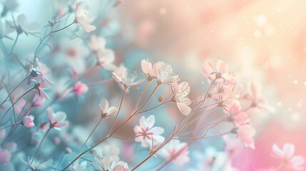 Naklejka premium Soft and Dreamy Floral Blossoms with Pastel Colors and Delicate Details