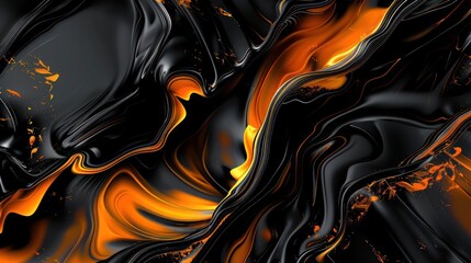 Abstract Background, a dynamic mix of high-contrast black and bright orange with fluid forms and rich textures, creating a striking and contemporary visual experience.