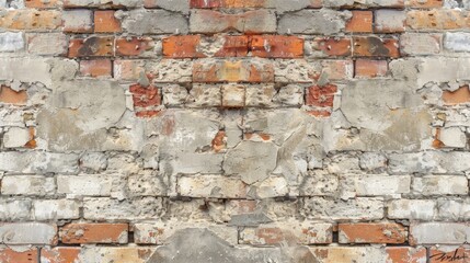 Aged brick wall with varied bricks and space for text