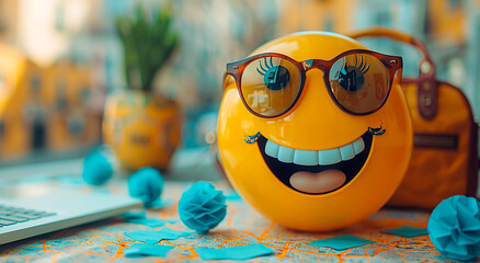  Banner Background for World Emoji Day.World smile day emojis.