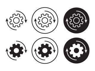 Data Recovery icon set. Black Filled and Outlined Style. Gear and Renewal Process for Fast Backup Restoration Sign. Data Recovery and Reset Vector Symbol