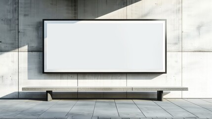 Blank billboard with concrete bench in urban setting
