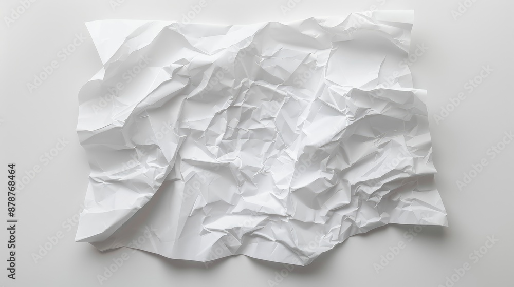 Poster mockup of crumpled white a4 paper with space for text on a white background
