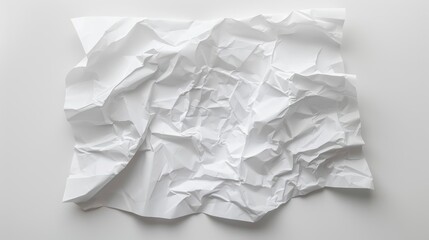 Obraz premium Mockup of crumpled white A4 paper with space for text on a white background