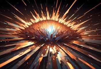 Burst flower like holographic Crystal with colorful light reflections, dark background, painting, multicolor, reflections, shiny, background, abstract, fantasy