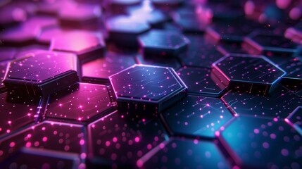 Fototapeta premium A hightech setting featuring illuminated hexagons and abstract design elements in a futuristic digital theme