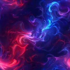 Fototapeta premium A mesmerizing seamless pattern featuring vibrant swirling neon lights in shades of blue and red. This digital art exudes energy and dynamism, perfect for modern and futuristic designs.
