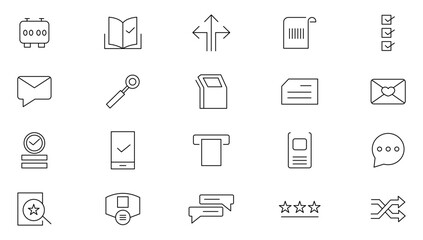 Choice line icon set. Confirm, approved, check list, warranty, options, preference, choice and decision outline icon collection. UI thin outline icons