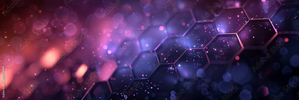 Poster a hightech setting featuring illuminated hexagons and abstract design elements in a futuristic digit