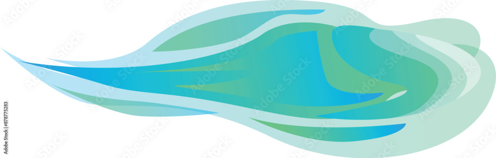 Poster abstract wave shape with flowing lines and a gradient of blue and green hues