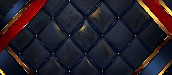 Abstract background featuring golden, red, and blue stripes on dark navy blue leather texture for business concept design vector illustration.