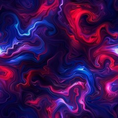 Obraz premium A mesmerizing seamless pattern featuring vibrant swirling neon lights in shades of blue and red. This digital art exudes energy and dynamism, perfect for modern and futuristic designs.