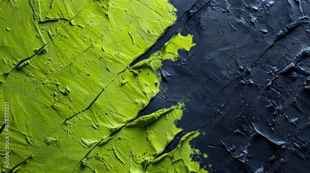 Fototapete Abstract Background, a high-resolution image of a textured surface with bold lime green and dark navy, showcasing a mix of smooth and rough patches