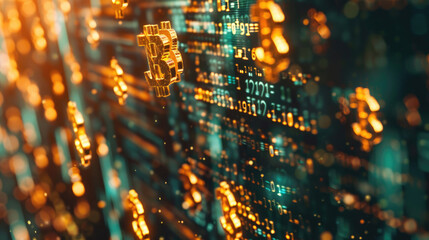 Obraz premium Golden Currency Symbols Floating in Digital Financial Environment