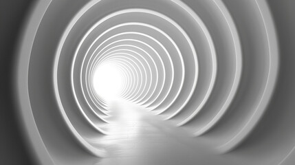 Obraz premium Futuristic White Tunnel with Glowing Light & Concentric Circles