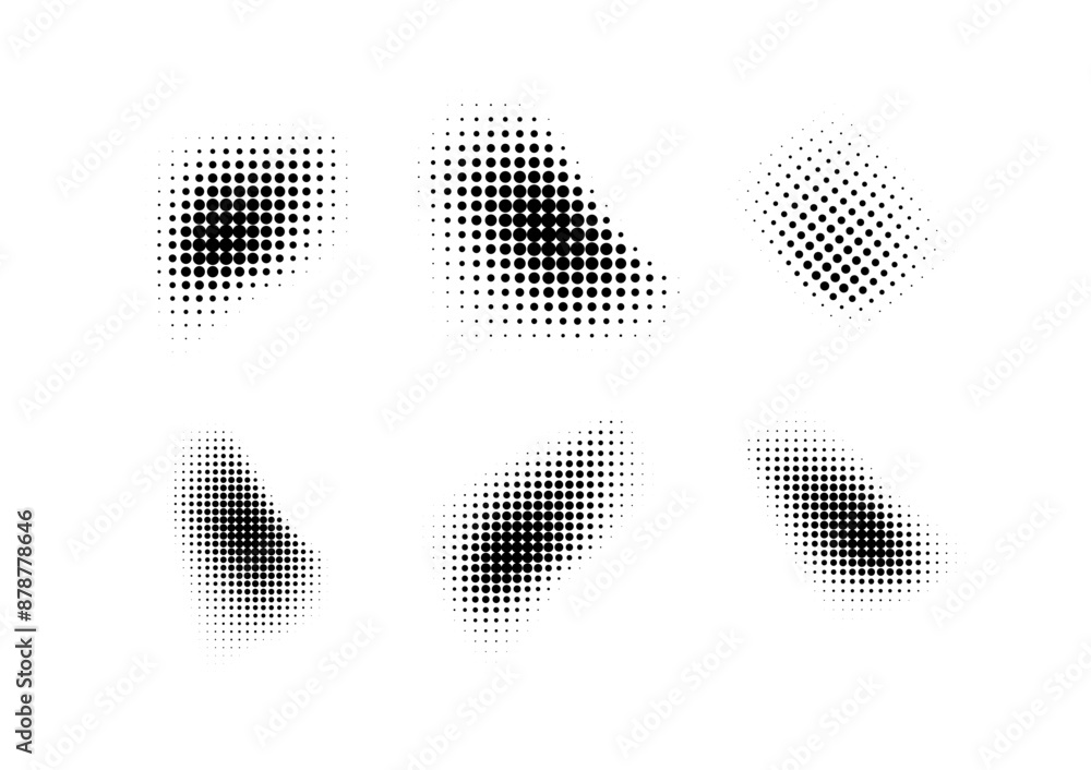 Wall mural dotted halftone waves. abstract shapes, wave effect dotted gradient. halftone graphic dots waves. wa