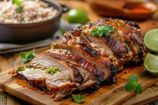 Cuban style slow roasted pork shoulder with mojo marinade