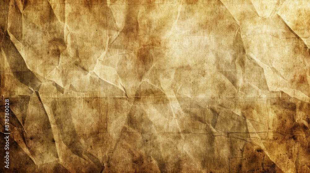 Poster old paper background with grunge and golden brown color vignette