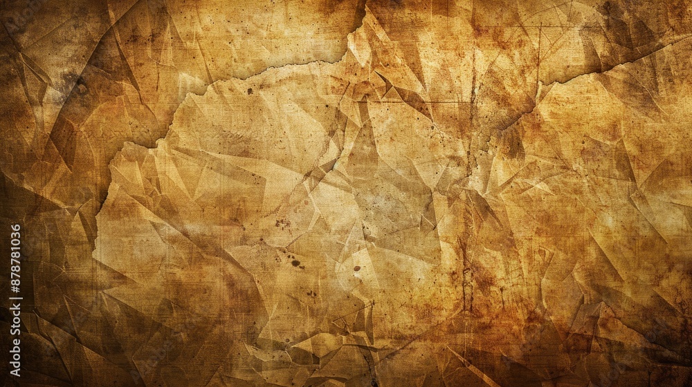 Poster old paper background with grunge and golden brown color vignette
