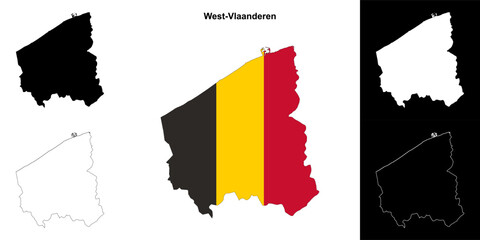 West-Vlaanderen province outline map set