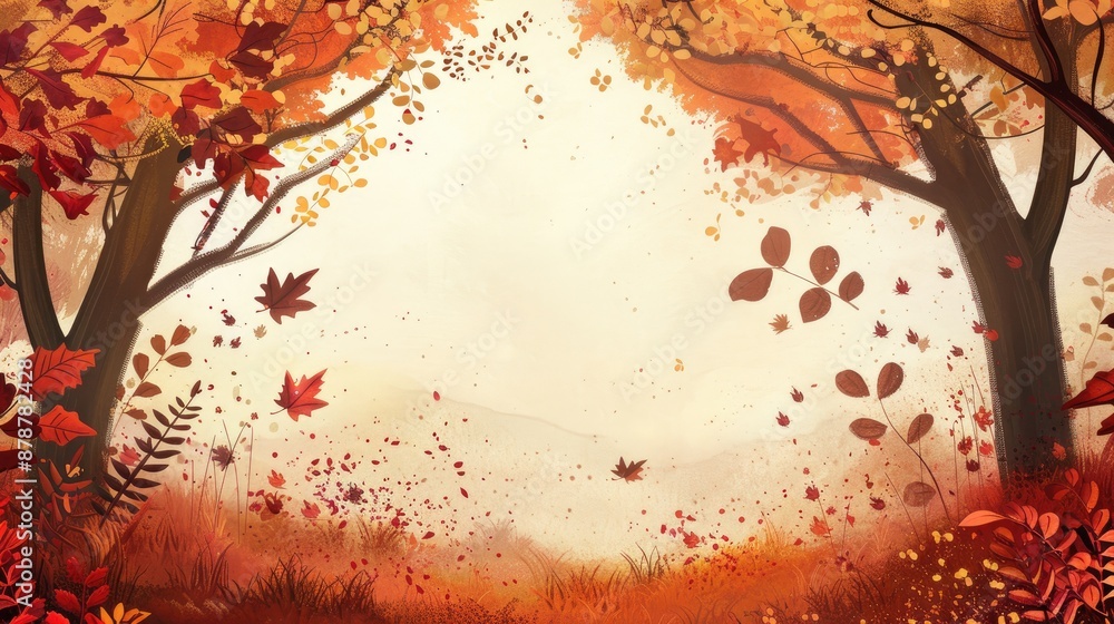 Sticker autumn forest background with space for your decorations