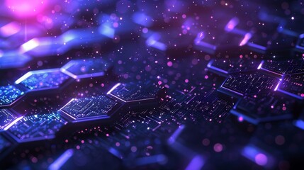 Obraz premium A hightech setting featuring illuminated hexagons and abstract design elements in a futuristic digital theme
