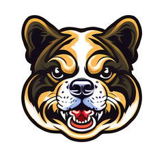 Fototapeta premium bulldog smiley dog flat illustration, isolated ,Generative AI ,sticker for t-shirts