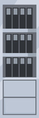 Office cabinet keeping files organized with binders on shelves for storing paperwork