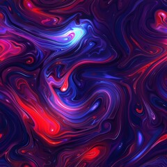 Fototapeta premium A mesmerizing seamless pattern featuring vibrant swirling neon lights in shades of blue and red. This digital art exudes energy and dynamism, perfect for modern and futuristic designs.