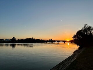 sunset over the river