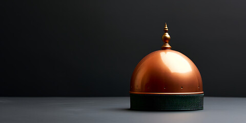 Copper dome, dark background, simple design.