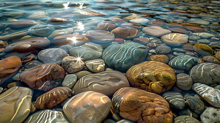 Obraz premium Sand they balear rocks beach rocks color depth stone water water river very detailed and realistic shape