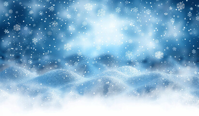 Christmas blue background with snow.