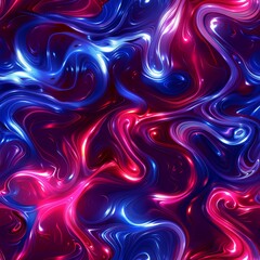 Obraz premium A mesmerizing seamless pattern featuring vibrant swirling neon lights in shades of blue and red. This digital art exudes energy and dynamism, perfect for modern and futuristic designs.