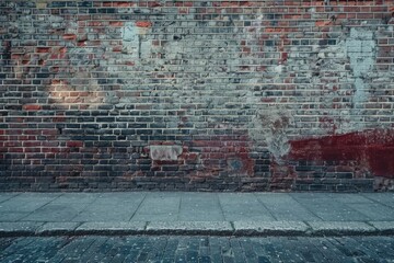 Empty urban street with warehouse brick wall background.