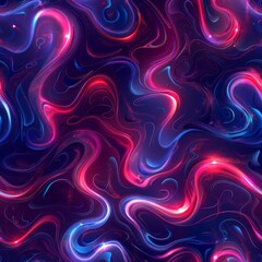 Fototapeta premium A mesmerizing seamless pattern featuring vibrant swirling neon lights in shades of blue and red. This digital art exudes energy and dynamism, perfect for modern and futuristic designs.